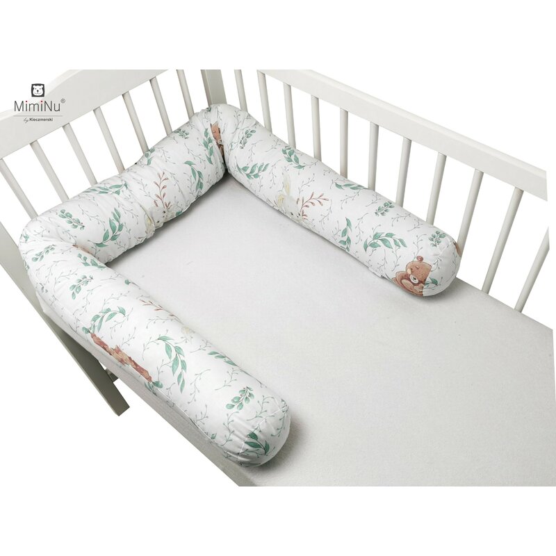 MimiNu - Aparatoare tip rulou pentru patut, Lungime 180 cm, Din bumbac certificat Oeko Tex Standard 100, Cu diametru de 10 cm, Lulu Natural