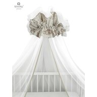 MimiNu - Baldachin mare din tull, Cu funda din bumbac, Dimensiune 400x170 cm, Materiale certificate Oeko Tex Standard 100, Design, Calm Forest Beige