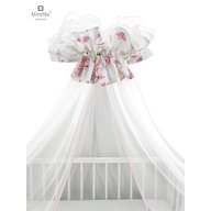 MimiNu - Baldachin mare din tull, Cu funda din bumbac, Dimensiune 400x170 cm, Materiale certificate Oeko Tex Standard 100, Design, Pink Ballerina