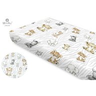 MimiNu - Cearceaf cu elastic, Din bumbac certificat Oeko Tex Standard 100, Pentru pat 160x80 cm, Safari Natural
