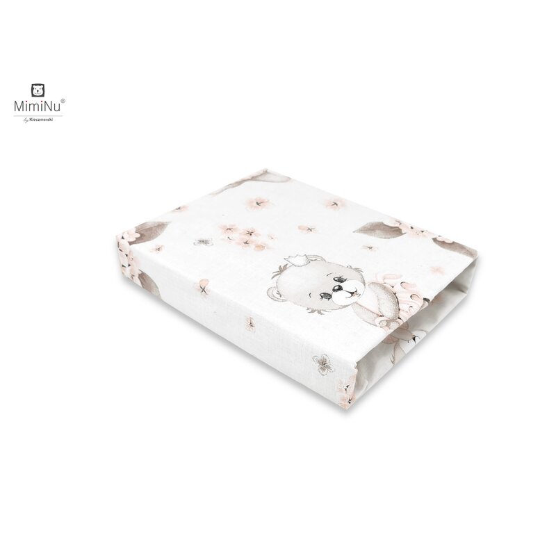 Miminu - cearceaf cu elastic pentru patut 120x60 cm, din bumbac, design, powdery pink ballerina