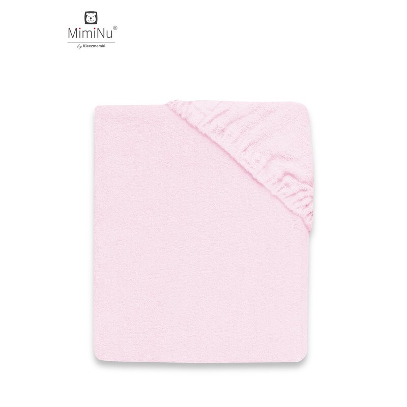 MimiNu - Cearceaf cu elastic pentru patut 120X60 cm, Din terry, Material certificat Oeko Tex Standard 100, Pink