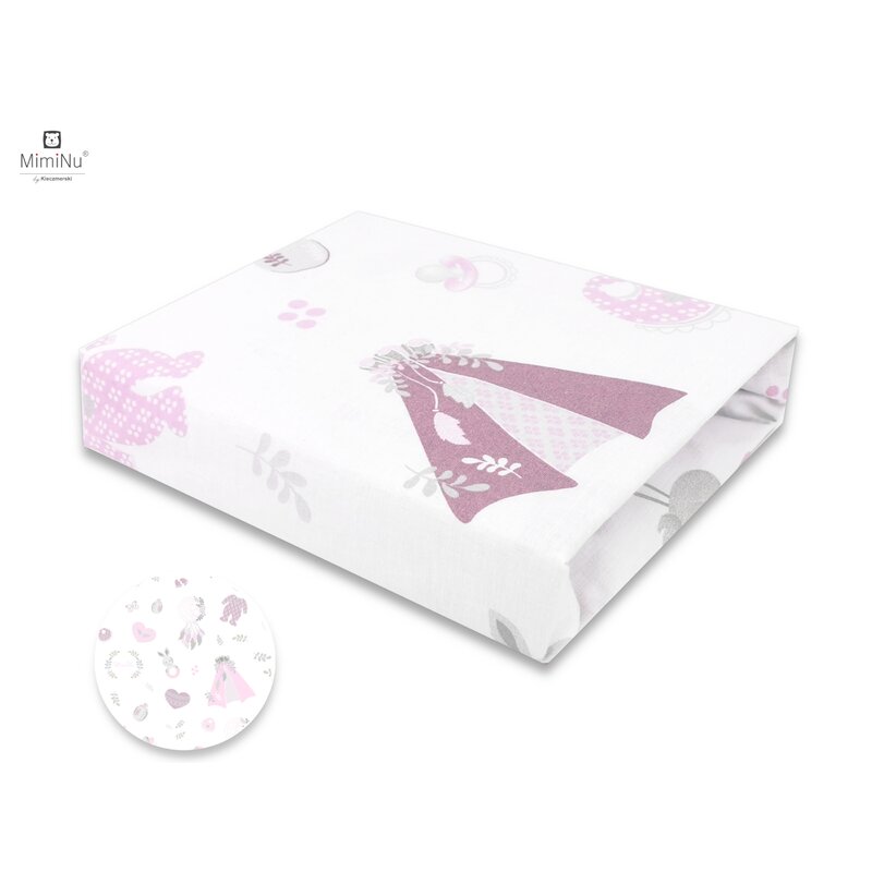 MimiNu - Cearceaf cu elastic pentru patut 140X70 cm, Din bumbac certificat Oeko Tex Standard 100, Baby Shower Pink