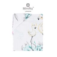 MimiNu - Cearceaf cu elastic pentru patut 140X70 cm, Din bumbac, Peonie Mint