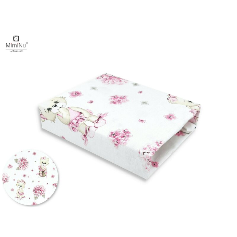 Miminu - cearceaf cu elastic pentru patut leagan sau patut co-sleeper, dimensiune 90x40 cm, din bumbac, design, pink ballerina