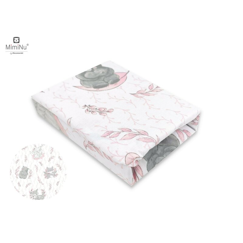 Miminu - cearceaf cu elastic pentru patut leagan sau patut co-sleeper, dimensiune 90x40 cm, din bumbac, lulu rose