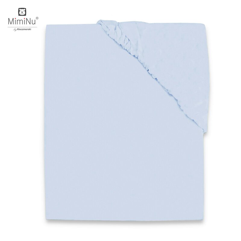 MimiNu - Cearceaf Jerse cu elastic, Pentru patut de dimensiunea 140X70 cm, Material certificat Oeko Tex Standard 100, Light Blue