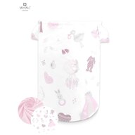 MimiNu - Cos rotund pentru depozitare jucarii, Din bumbac, Cu manere, 50x35 cm, Baby Shower Pink