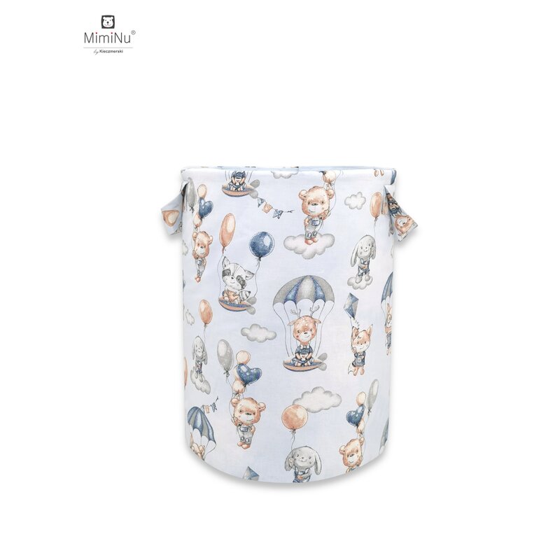 Miminu - cos rotund pentru depozitare jucarii, din bumbac, cu manere, 50x35 cm, parachutes blue
