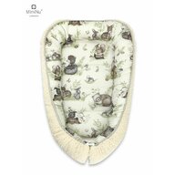 MimiNu - Cosulet bebelus pentru dormit, Baby Cocoon 75x55 cm, Cu doua fete, Din tesatura imitatie de lana si bumbac, Materiale certificate Oeko Tex Standard 100, Ecru Calm Forest Natural
