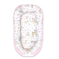MimiNu - Cosulet bebelus pentru dormit, Baby Nest 105x66 cm, Velvet Sweet Deer Pink