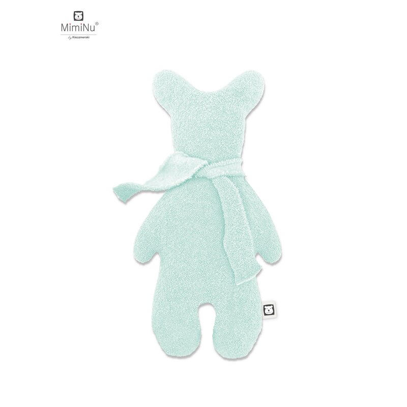 MimiNu - Jucarie textila moale pentru bebelusi, Bear Krzys, Din thermofrotte, Dimensiune 31 x 17 cm, Material certificat Oeko Tex Standard 100, Cold Mint