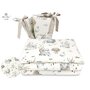 MimiNu - Lenjerie patut 3 piese, Cu protectie laterala, Din bumbac certificat Oeko Tex Standard 100, Pentru patut 120x60 cm, Design, Seal Beige