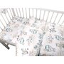 MimiNu - Lenjerie patut 3 piese, Cu protectie laterala, Din bumbac certificat Oeko Tex Standard 100, Pentru patut 120x60 cm, Design, Zoo on Bikes Nugat - 2