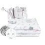 MimiNu - Lenjerie patut 3 piese, Cu protectie laterala, Din bumbac certificat Oeko Tex Standard 100, Pentru patut 120x60 cm, Lulu Rose