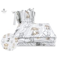 MimiNu - Lenjerie patut 3 piese, Cu protectie laterala, Din bumbac certificat Oeko Tex Standard 100, Pentru patut 120x60 cm, Safari Natural