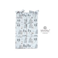 MimiNu - Organizator pentru patut, Din bumbac certificat Oeko Tex Standard 100, Cu 6 compartimente, Cu doua panglici, 70x40 cm, Forest