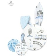 MimiNu - Perna bebelusi cu urechi, Minky Boys World, Din bumbac certificat Oeko Tex Standard 100