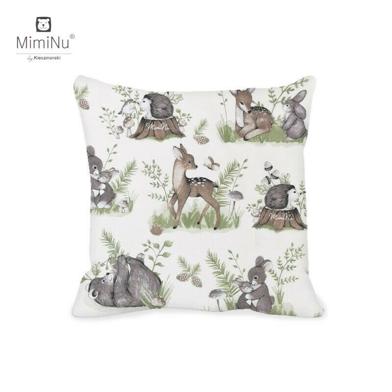Miminu - perna clasica de dormit, cu husa detasabila cu fermoar, din bumbac certificat oeko tex standard 100, 40x40 cm, design, calm forest natural