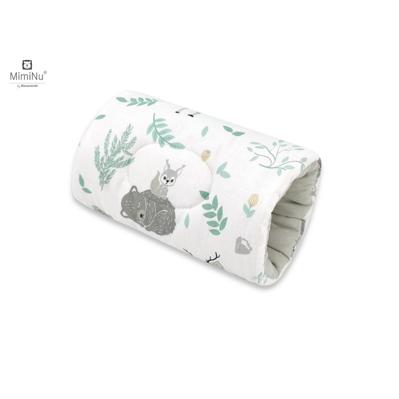 Miminu - perna pentru alaptat tip manson, din bumbac certificat oeko tex standard 100, 25 cm, forest friends mint