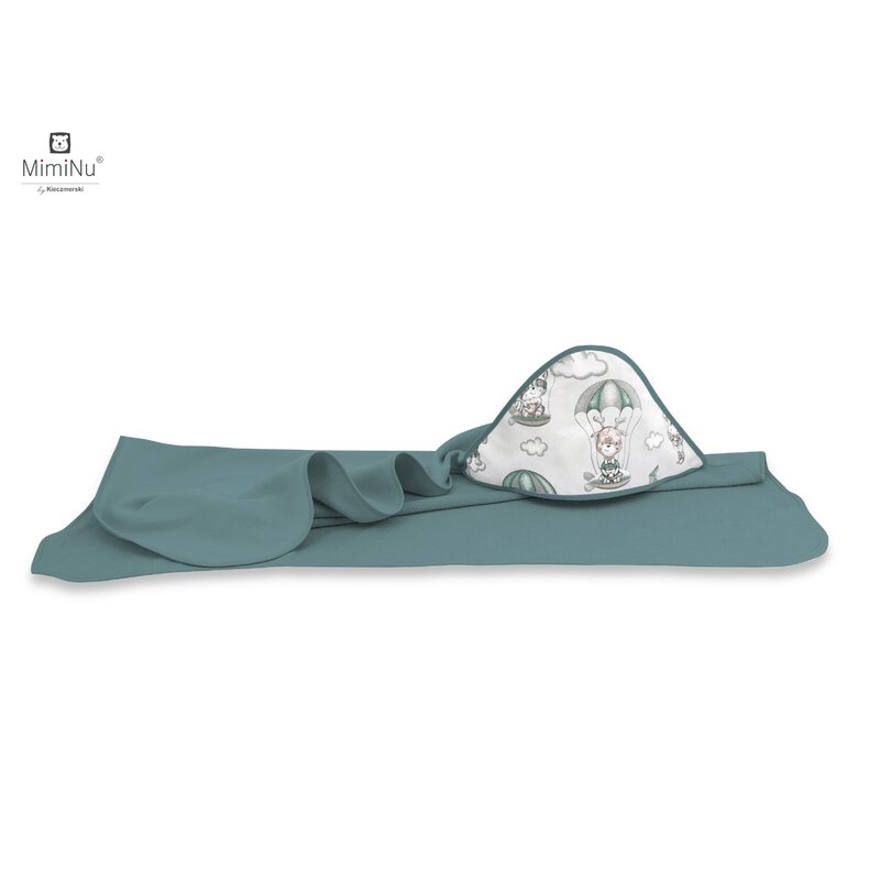 Miminu - prosop mare cu gluga, dimensiune 100x100 cm, din bumbac thermo fleece, parachutes olive