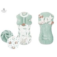 MimiNu - Protectie textila pentru carucior, scaun auto si scaun de bicicleta, Cu perna Butterfly, Minky Lulu Natural/Could Mint