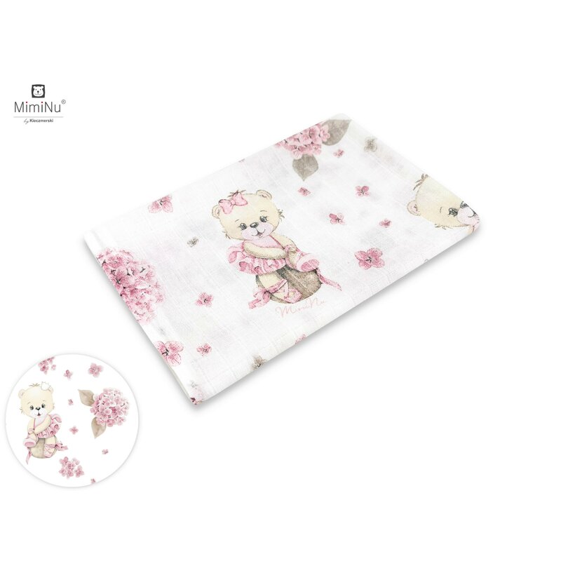 MimiNu - Scutec tetra din bumbac, Refolosibil, Cu multiple intrebuintari, Dimensiune 70x80 cm, Din bumbac certificat Oeko Tex Standard 100, Design, Pink Ballerina