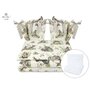 MimiNu - Set lenjerie patut cu 6 piese, Cu pilota si perna, Cu doua aparatori laterale, Din bumbac certificat Oeko Tex Standard 100, Pentru patut 120x60 cm, Design, Calm Forest Natural - 1