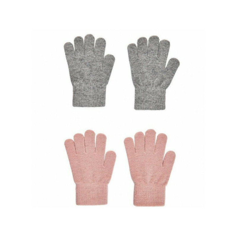 Misty rose/grey 7/12 ani - set 2 manusi tricotate cu lana merinos - celavi