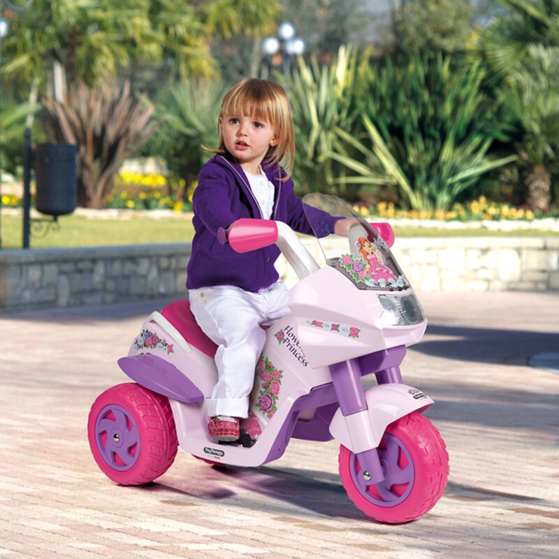 Peg perego - motocicleta electrica flower princess , 6v, roz/violet