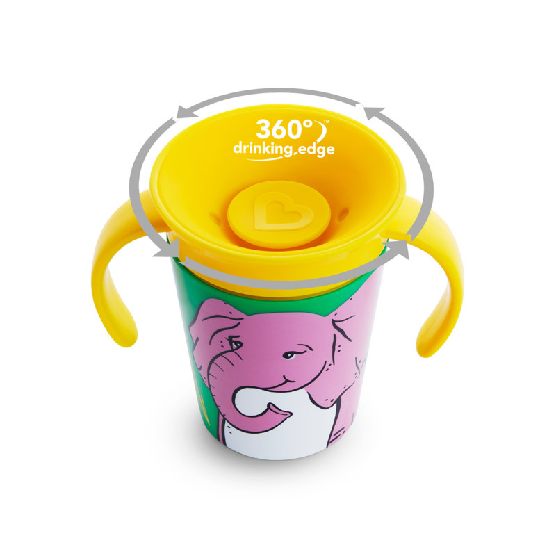 Munchkin cana miracle 360, cu manere, wildlove, 177ml, 6l+ elephant