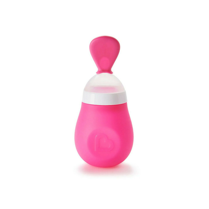 Munchkin lingurita cu rezervor pentru bebelusi, squeeze, 4l+ pink