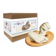 BabyPrint - Set sculptura MyBBPrint mare manuta/ piciorus bebelus 3D, Ecologic, Alb/Natur