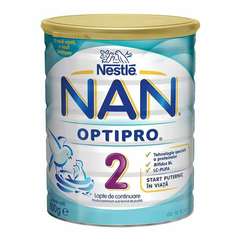 Nestle - Lapte praf Nan Optipro 2, 800g