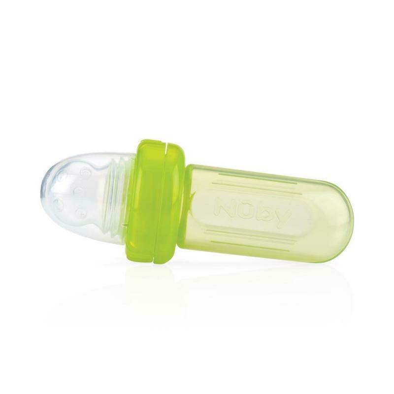 Nuby - Dispozitiv de hranire, Pentru alimente lichide sau semi-solide, Silicon, Fara BPA, 6+ luni, Verde