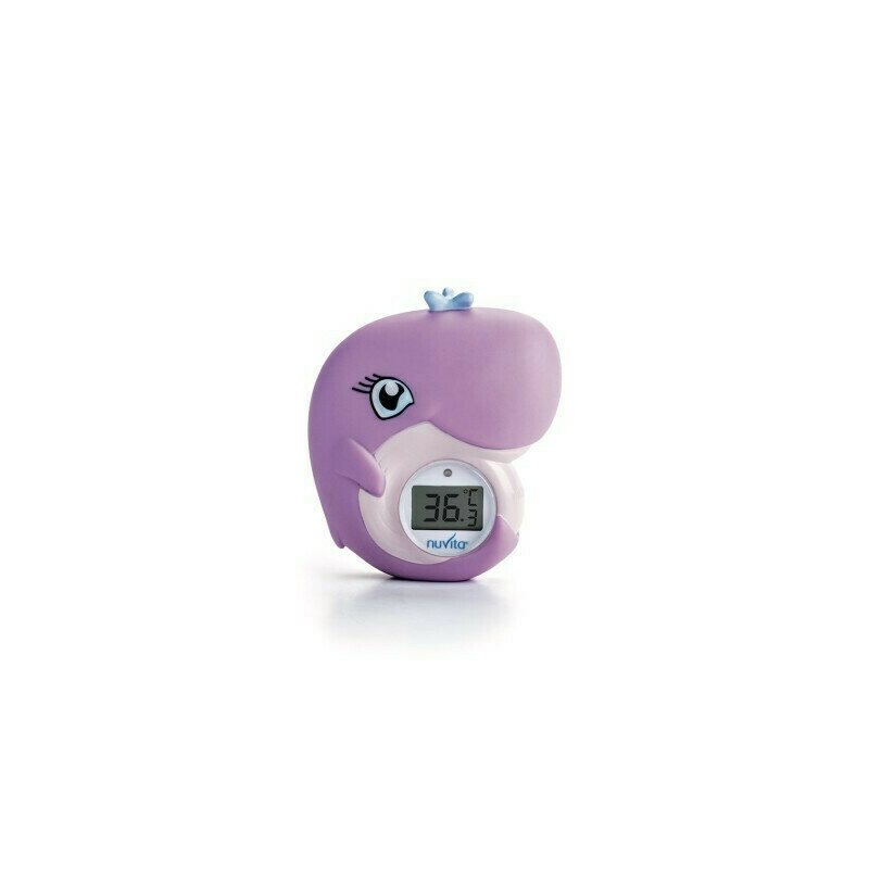 Nuvita - termometru 2 in 1, pentru baie si camera, cu indicarea temperaturii prea rece sau prea calda a apei, balena mov