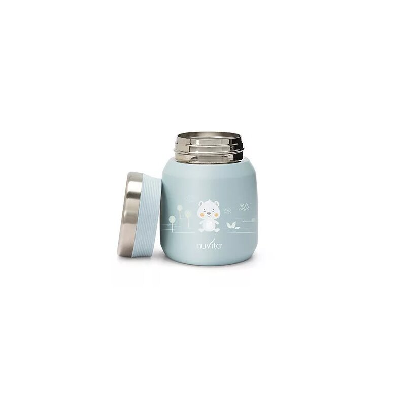 Nuvita - termos etans pentru alimente, pana la 14 ore de mentinere calda si 24 h rece, 300 ml, din otel, fara bpa si ftalati, albastru deschis