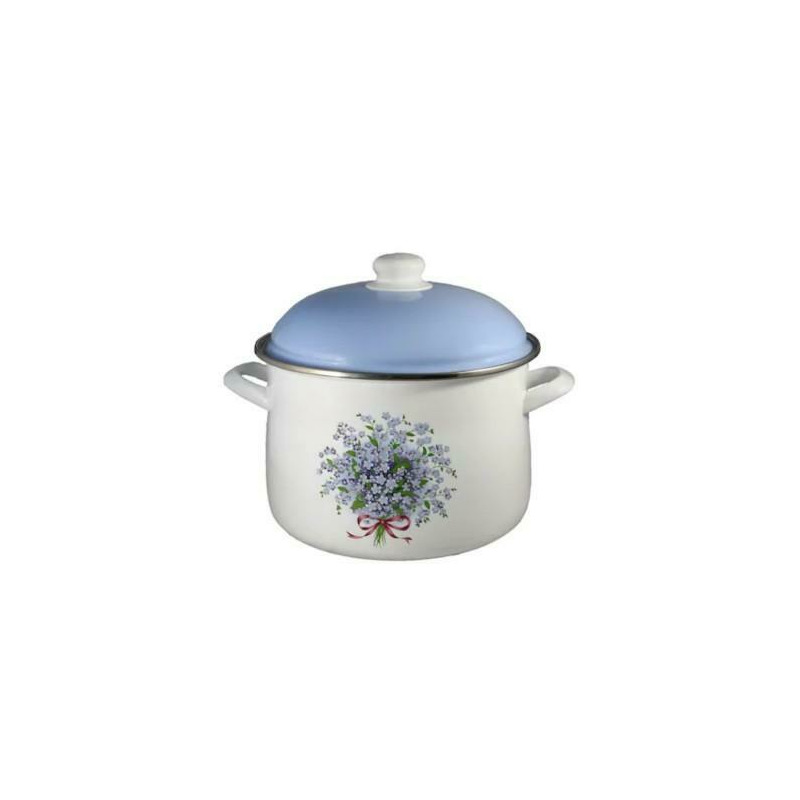 Oala emailata, 2 litri, capac de 16 cm inclus, liliac multicolor