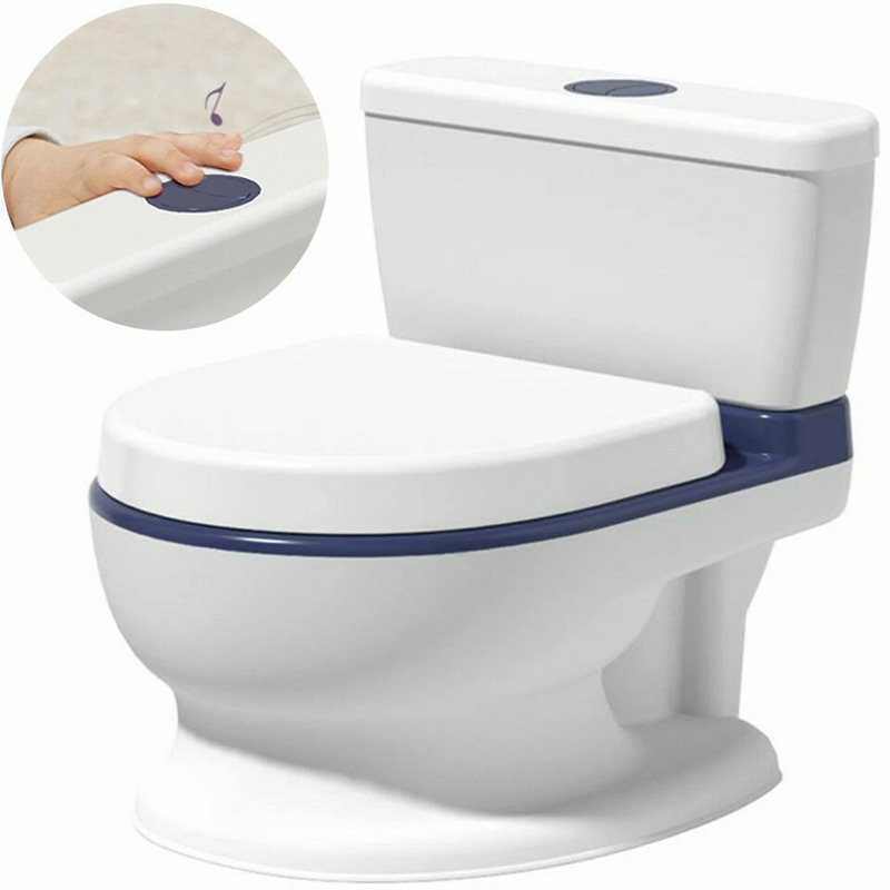 Olita tip vas de toaleta pentru copii, interactiva, 8 melodii, ricokids, 729000, alba cu albastru