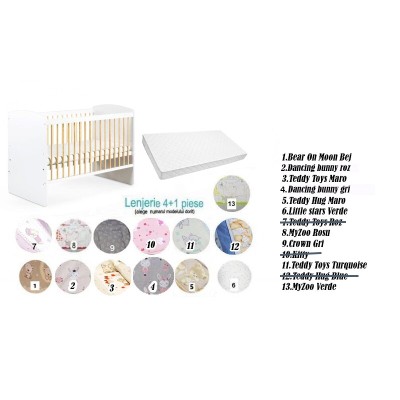 Klups - pachet 3 in 1 karolina alb-natur 120x60