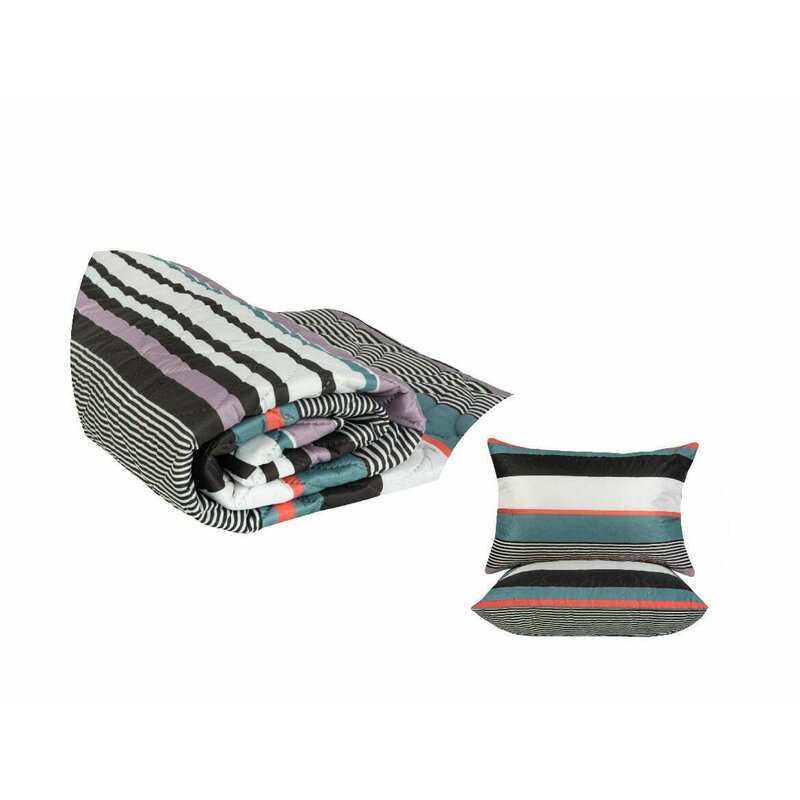 Somnart - pachet promo: 1 pilota matlasata ultrasleep multicolored 180x200 cm + 2 perne microfibra ultrasleep multicolored 50x70 cm