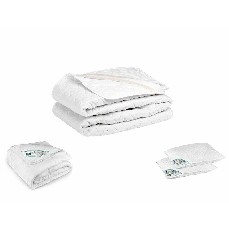 Somnart - pachet promo: 1 protectie pentru saltea hypoallergenicmed 90x200 + pilota de vara hypoallergenicmed 140x200 + 2 perna hypoallergenicmed 50x70