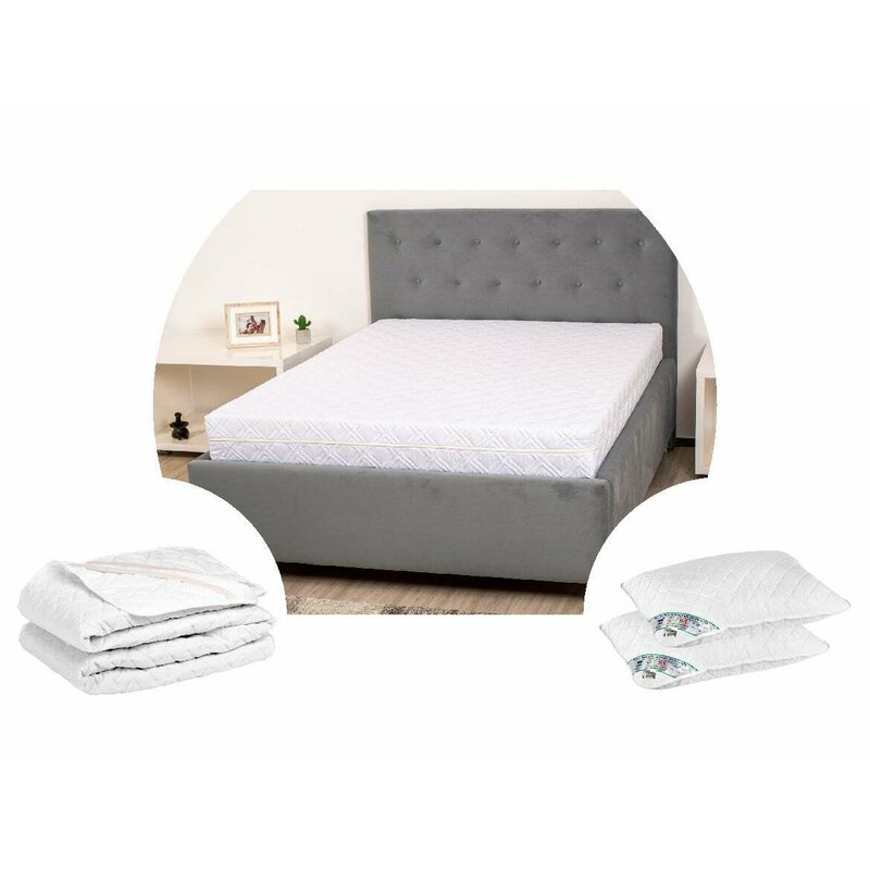 Somnart - pachet promo: 1 saltea hipoalergica somnart 180x200x17 cm + protectie matlasata pentru saltea + 2 perne 50 x 70