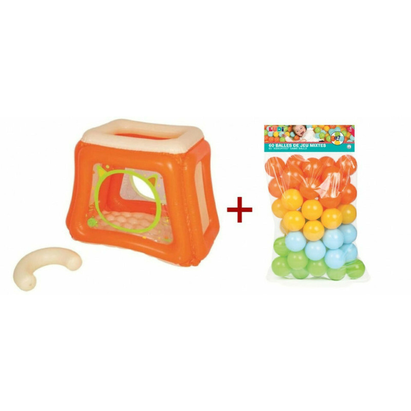 Pachet spatiu de joaca gonflabil cat si set bile joaca multicolore