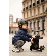 Scoot and ride - Pachet: Trotineta copii cu sezut. suport jucarie. transformabila 2in1. HighwayKick 1 Lifestyle Black Gold Limited. 1-5 ani. pana la 50 . Scoot Ride si casca XXS. 45-51 cm. 1 an+
