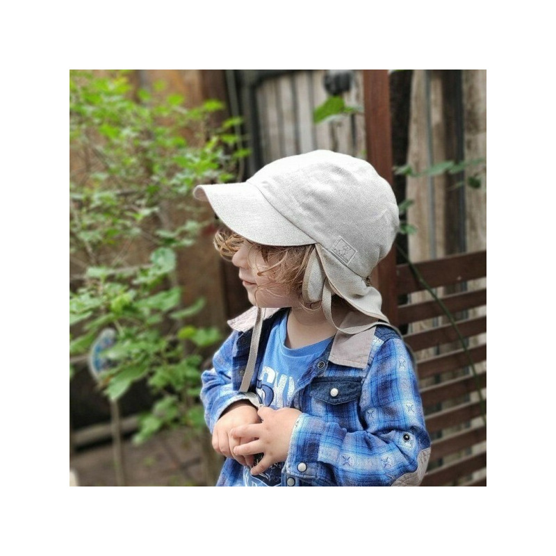 Palarie copii din in organic cu protectie pentru urechi si snur - pickapooh - tom linen