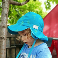 Palarie de soare din bumbac organic cu protectie pentru urechi si snur - Pickapooh - Tom Blue 48
