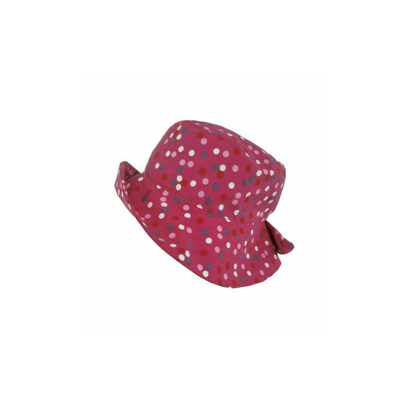 Palarie de soare pink confetti din bumbac, ajustabila, pentru fetițe cu parul prins in coada