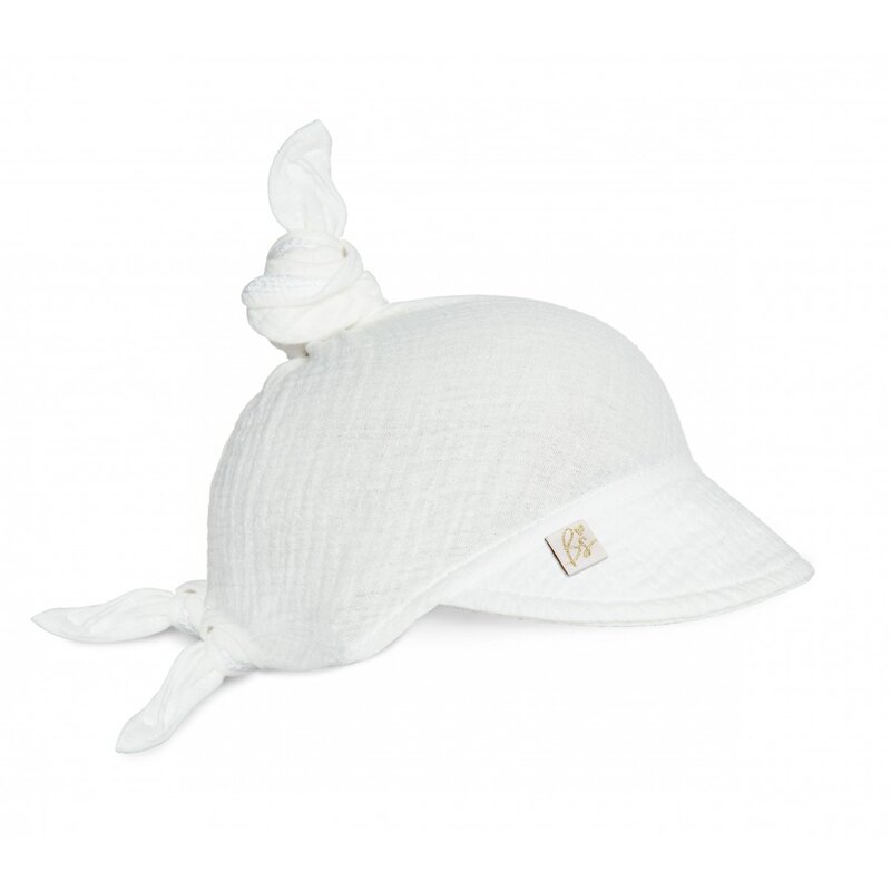 Babysteps - palarie de soare reglabila din bumbac muselina cu cozoroc pentru protectie, white
