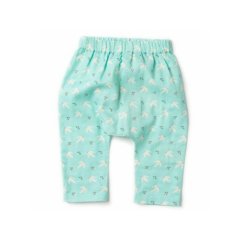 Pantaloni muselina din bumbac organic - little green radicals - flying free jelly bean joggers 18/24 luni